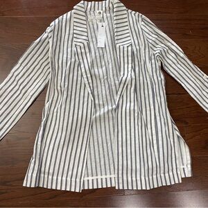 NWT Vici Flawless Women's Linen Blend Striped Blazer Small Minimalist Vacation
